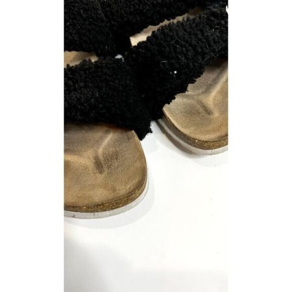 INDIGO RD Womens Faux Fur Shearling Double‎ Buckle Slip-on Sandals - Picture 7 of 8